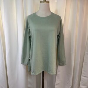 LAKE Sage / Mint Green Cotton Terry Pullover Split Side Sweatshirt Size Medium
